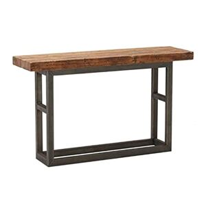 Begonial Consoletafel, 5 cm grenenhout en metalen banktafel, consoletafel stalen moderne woonkamer bijzettafel, haltafel, walnootkleur (walnootkleur 120x30x80cm)