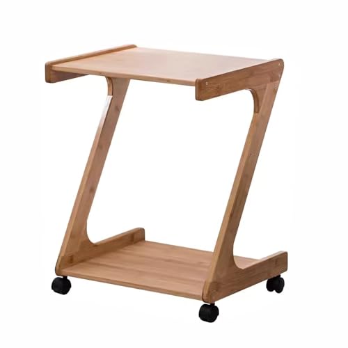 ZERVA Mobiele theetafel creatief modern eenvoudig ontwerp zin bamboe productie milieubescherming materialen tafelbeweging (kleur: stijl 1, maat: 47 cm)