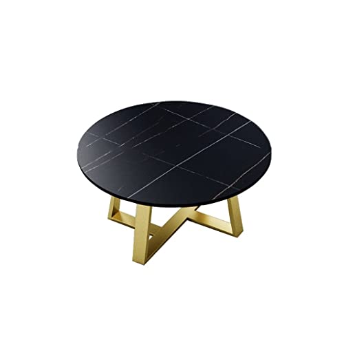 JECCIE Koffietafel Marble Coffee Table Ronde Koffietafel Kleine appartement woonkamer eenvoudig en modern Koffietafel Speeltafel (Color : Black)