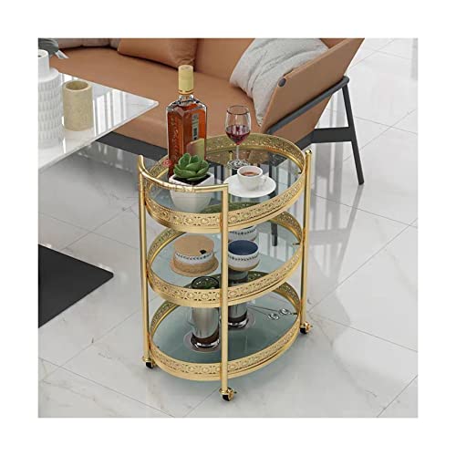 GeRRiT Beweegbare Trolley Beweegbare Salontafel Trolley Bar Winkelwagen met Wielen Glas Maaltijd Side Opbergtafel Snack Bijzettafel Sofa Side Plank Opslag Planken Beweegbare Dining Auto