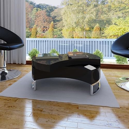 Chaduof Salontafel, verstelbare vorm, zwart, glanzend, salontafel, salontafel voor woonkamer, moderne salontafel (SPU:240425)