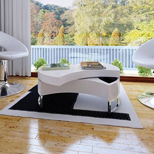TANZEM Witte hoogglans witte verstelbare salontafel, salontafel, moderne salontafel, salontafel voor woonkamer (SPU: 240424)