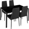 tectake Eettafelset Berlin tafel en 4 stoelen - zwart