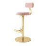 KENGRA Barkruk, in hoogte verstelbare stoel, fluwelen kussen en rugleuning, ijzeren voetsteun voor keuken, ontbijtcafé, café, kapperszaak (kleur: roze) wwyy
