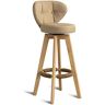 YONGHUHU Wooden Swivel Bar Stool, Kitchen Padded Breakfast Dining Chair With Ergonomic Backrest And Footrest, Counter/Pub/Cafe Rustic High Stool, Load 200 Kg,Khaki,63 Cm,Enchanting12