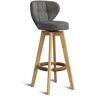 YONGHUHU Wooden Swivel Bar Stool, Kitchen Padded Breakfast Dining Chair With Ergonomic Backrest And Footrest, Counter/Pub/Cafe Rustic High Stool, Load 200 Kg,Grijs,63 Cm,Enchanting12
