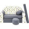 Pro Cosmo Kindersofa bedfunctie 3-in-1 sofa + gratis gestoffeerde kruk en kussen kindermeubel set AJ4 grijs 168 x 98 x 59cm
