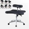 XRRJFYH Knielende Stoel Ergonomische Knielende Bureaustoel Verstelbare Bureaustoel Geknield met Wielen Meditatiestoel Knielende Stoel met Gekruiste Benen (Color : Black-white legs, Size : Automatic