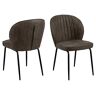 AC Design Furniture Panna Set van 2 eetkamerstoelen in antraciet, gestoffeerde eetkamerstoel, gestoffeerde zitting met zwarte metalen poten, gestoffeerde stoel voor eetkamer, B: 47 x D: 44 x H: 82 cm