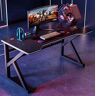 XMDEUR Gamingtafel met koolstofvezeloppervlak, groot computerbureau, K-vormig gamerbureau met koolstofvezeloppervlak, thuiscomputer Gamingbureau met koolstofvezeloppervlak PC-tafel,BL 120CM