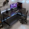 Isuzi Ergonomische pc-computertafel, thuiskantoor, tafelgamer werkstation, pc-bureau voor thuiskantoor met CPU-standaard, L 120 cm (L 140 cm)