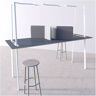 Brizley of Scandinavia Gather - Projecttafel 110 cm hoog, Kleur Wit statief  en NCS 7005-B20G tafelblad