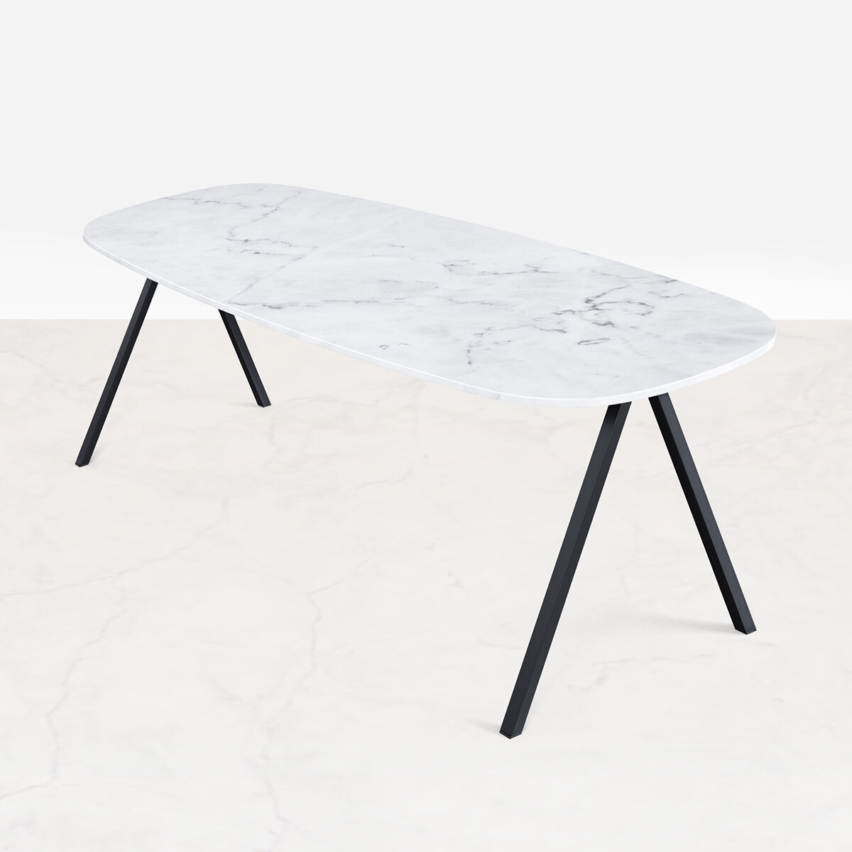 Aime Té Marmeren Eettafel Celio - Wit (V-poot) - 160 x 90 cm