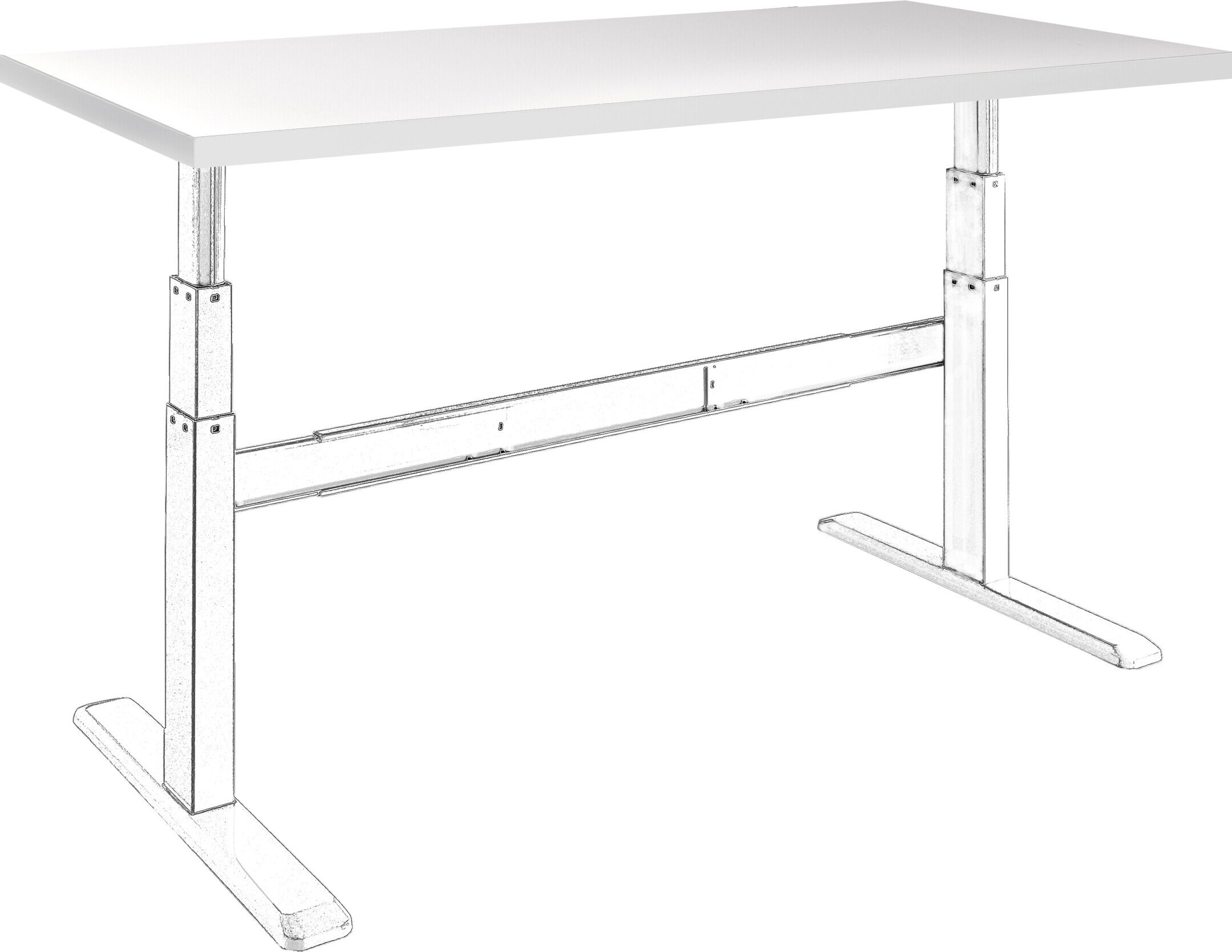 celexon bureaubald 150 x 75 cm voor Adjust bureau, wit