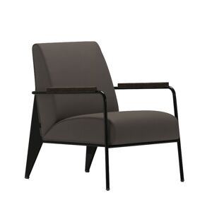 Vitra Fauteuil De Salon, Base Deep Black, Dark Oak, Leather Premium Cat. F L50 Col. 61 Umbra Grey