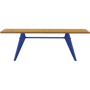 Vitra Em Table 200, Base Prouvé Bleu Marcoule - Natural Oak Veneer