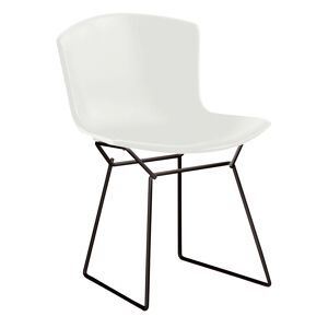 Knoll Bertoia Plastic Side Chair, Svart Underrede, Vit Sits