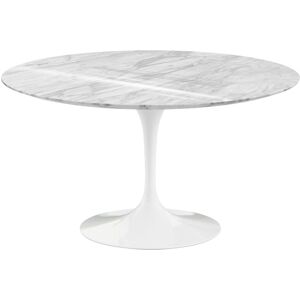 Knoll Saarinen Round Table - Dining Table, Ø 137 Cm, White Frame, Glossy Statuarietto Marble Top