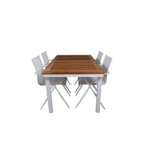 Panama hagesett bord 90x160/240cm og 4 stoler Alina hvit, natur.