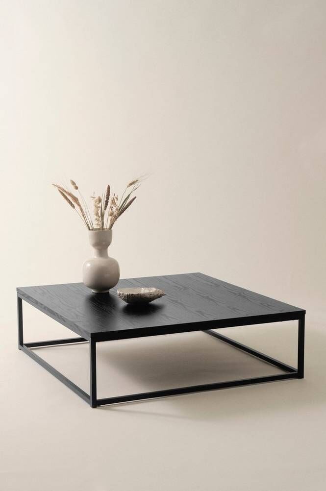 LYCKAN sofabord 100x100 cm - høyde 30 cm Black mdf / metall