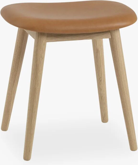 Muuto Fiberkrakk - Wood Base H: 45 Cm,​​Silk Leather - Cognac / Oak