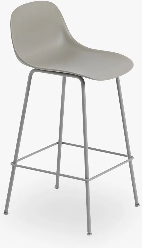 Muuto Fiber Barstol M Ryggstøtte - Tube Base H: 65 Cm, ​​Grå / Grå