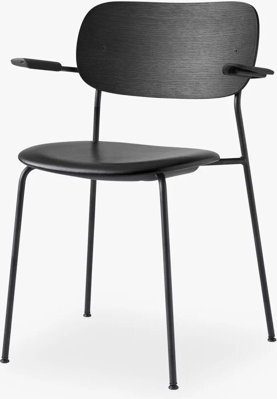 Menu Co Chair Dining - Black Steel Base, Dakar 0842 / Black Oak Back, with / Arms, Foam: CAL 117