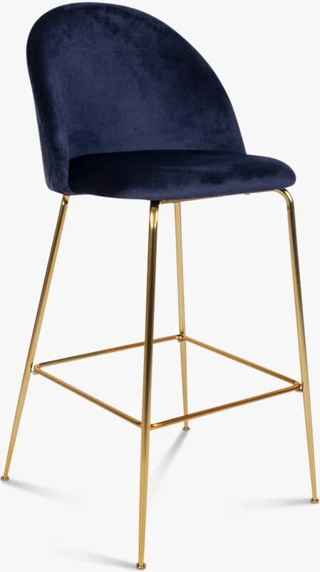 Nordic Essentials Lausanne Bar Chair 2pcs, blå velour med ben i messing utseendet