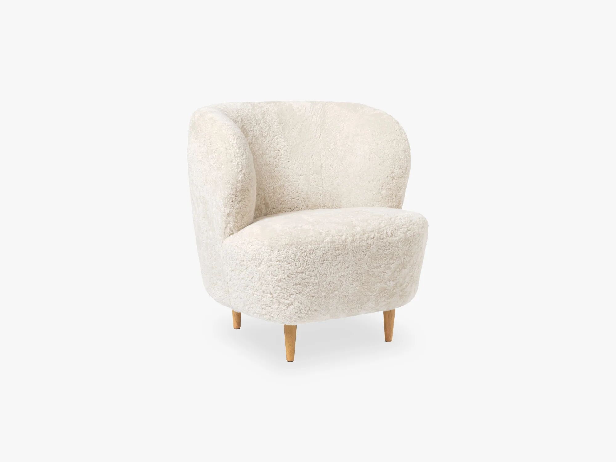 GUBI Stay Lounge Chair - Oak, Off White saueskinn
