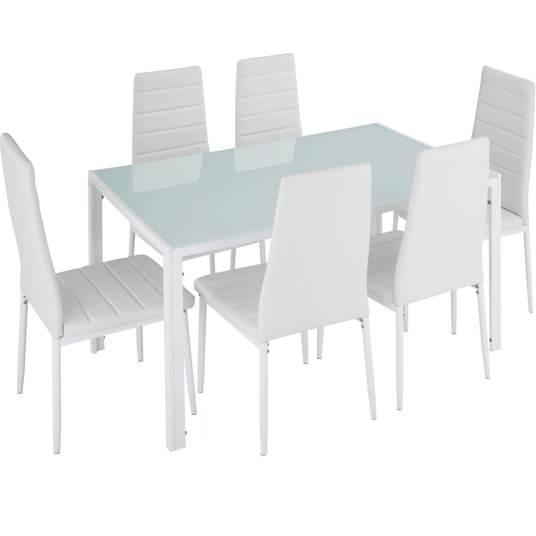 tectake Spisebord med 6 stoler Brandenburg - hvit