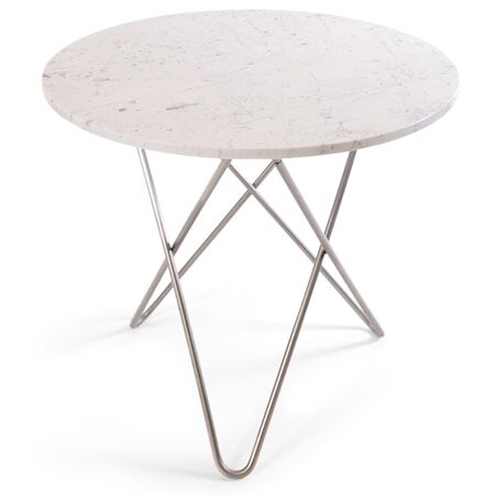 OX DENMARQ O Table Spisebord Rustfritt Stål/Hvit Marmor Ø80
