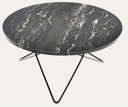 OX DENMARQ Big O table spisebord - Black Marquina/black steel