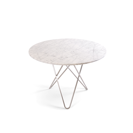 OX DENMARQ Large O Table Hvit Marmor med Rustfri Stålramme Ø100