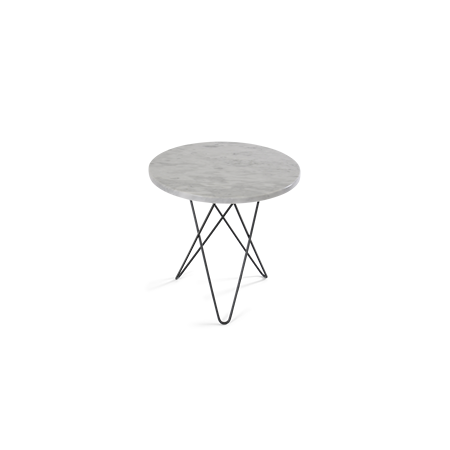OX DENMARQ Tall Mini O Table Hvit Marmor med Svart Ramme Ø50