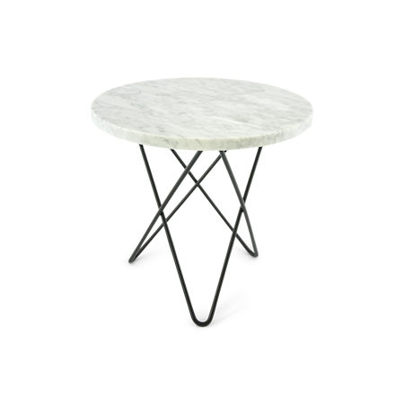 OX DENMARQ Mini O Table Matt Hvit Marmor med Svart Ramme Ø40