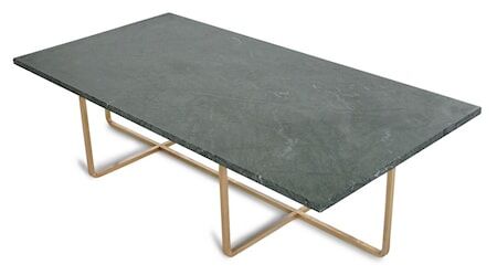 OX DENMARQ Ninety Table XL - Grønn marmor/messingstomme H30 cm