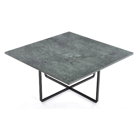 OX DENMARQ Ninety 80x80 sofabord - Grønn indio/svartlakkert metallstomme