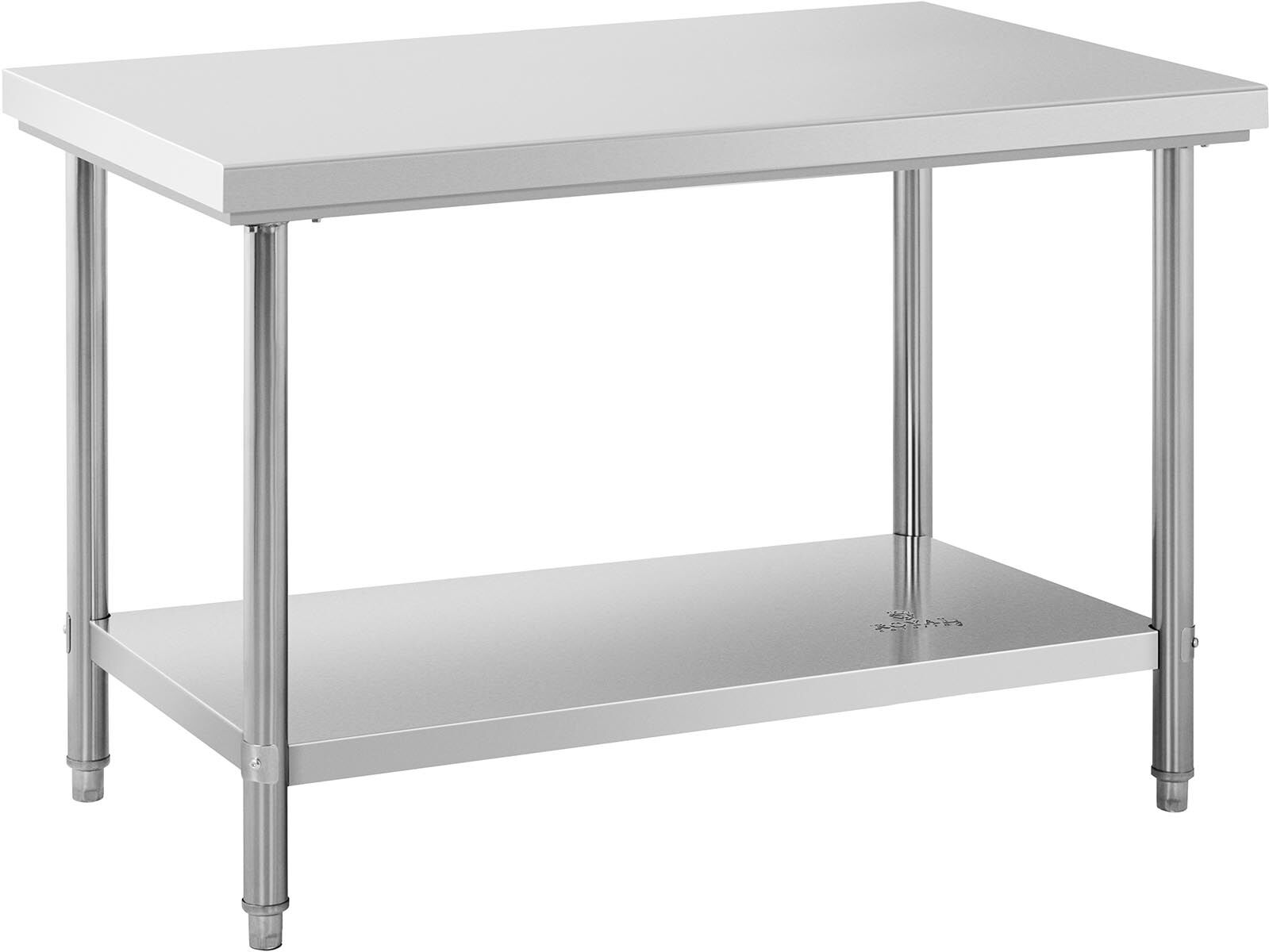 Royal Catering Arbeidsbord i rustfritt stål - 120 x 70 cm - bakkant - 196 kg bæreevne - Royal Catering RCAT-120/70-P