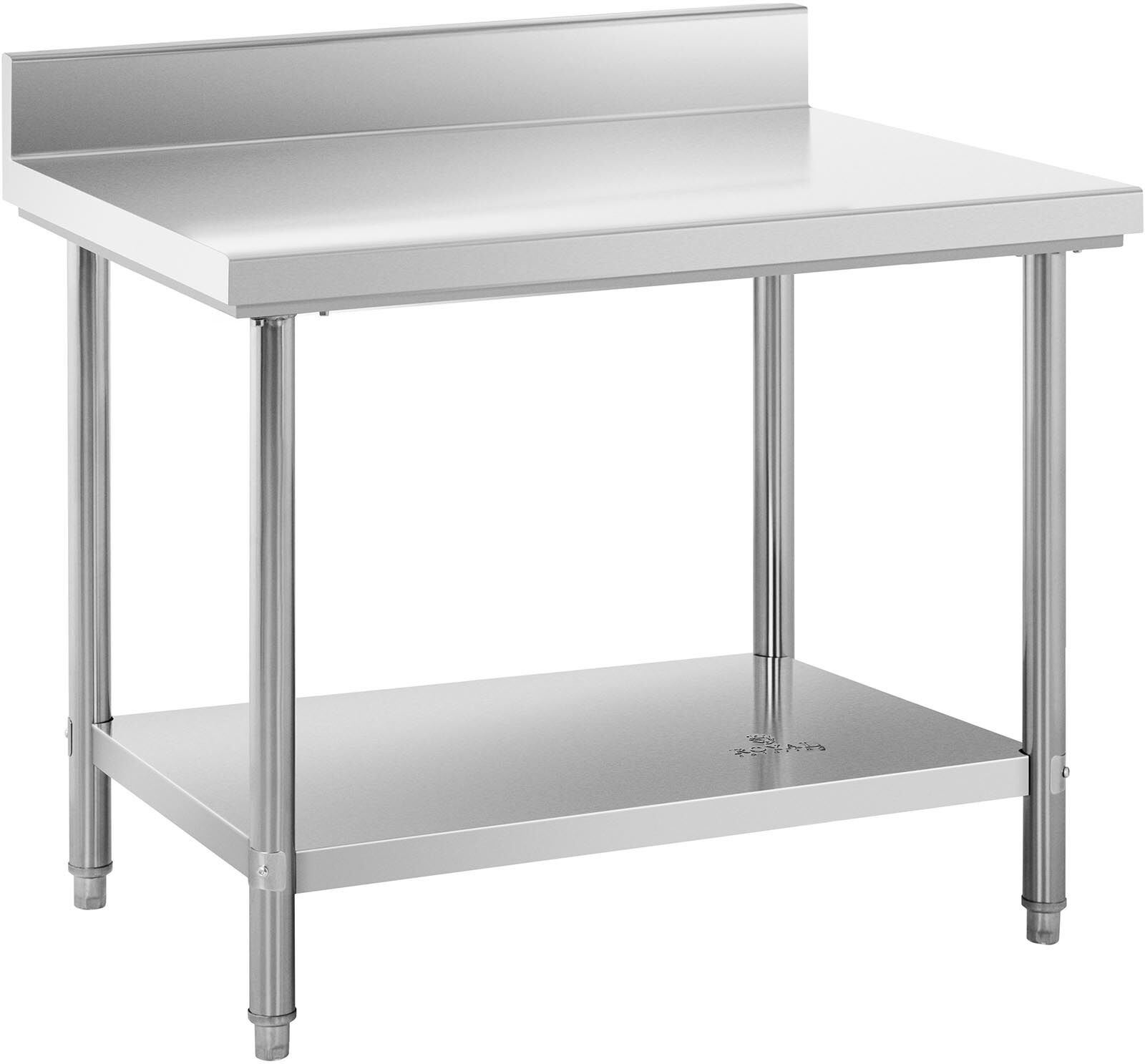 Royal Catering Arbeidsbord i rustfritt stål - 100 x 70 cm - bakkant - 190 kg bæreevne - Royal Catering RCAT-100/70-SP