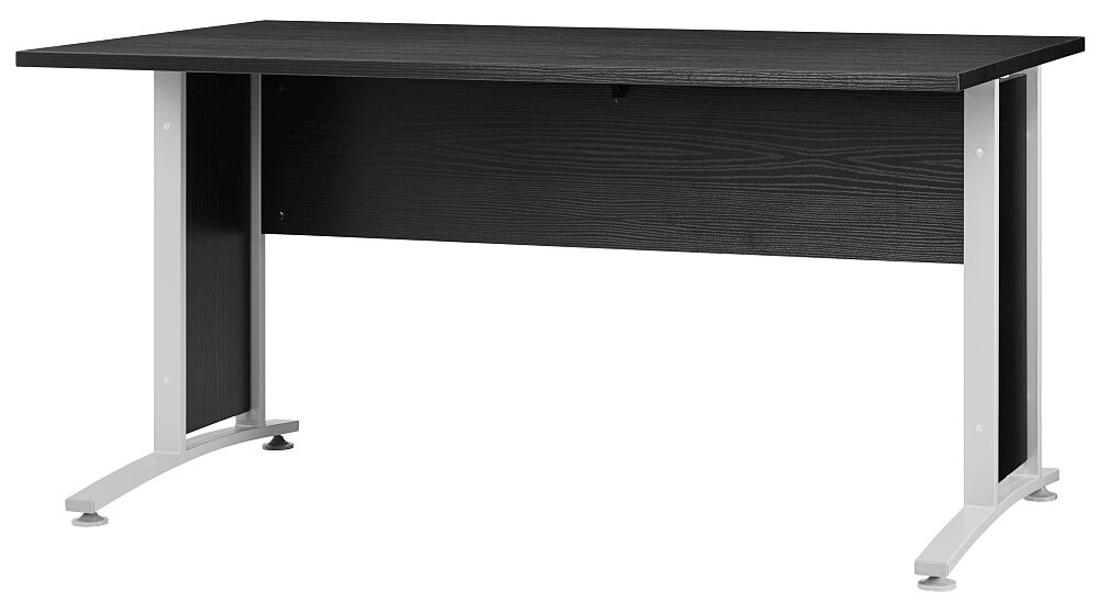 ASK Prisme skrivebord C svart ask dekor og sølvgrå stål.