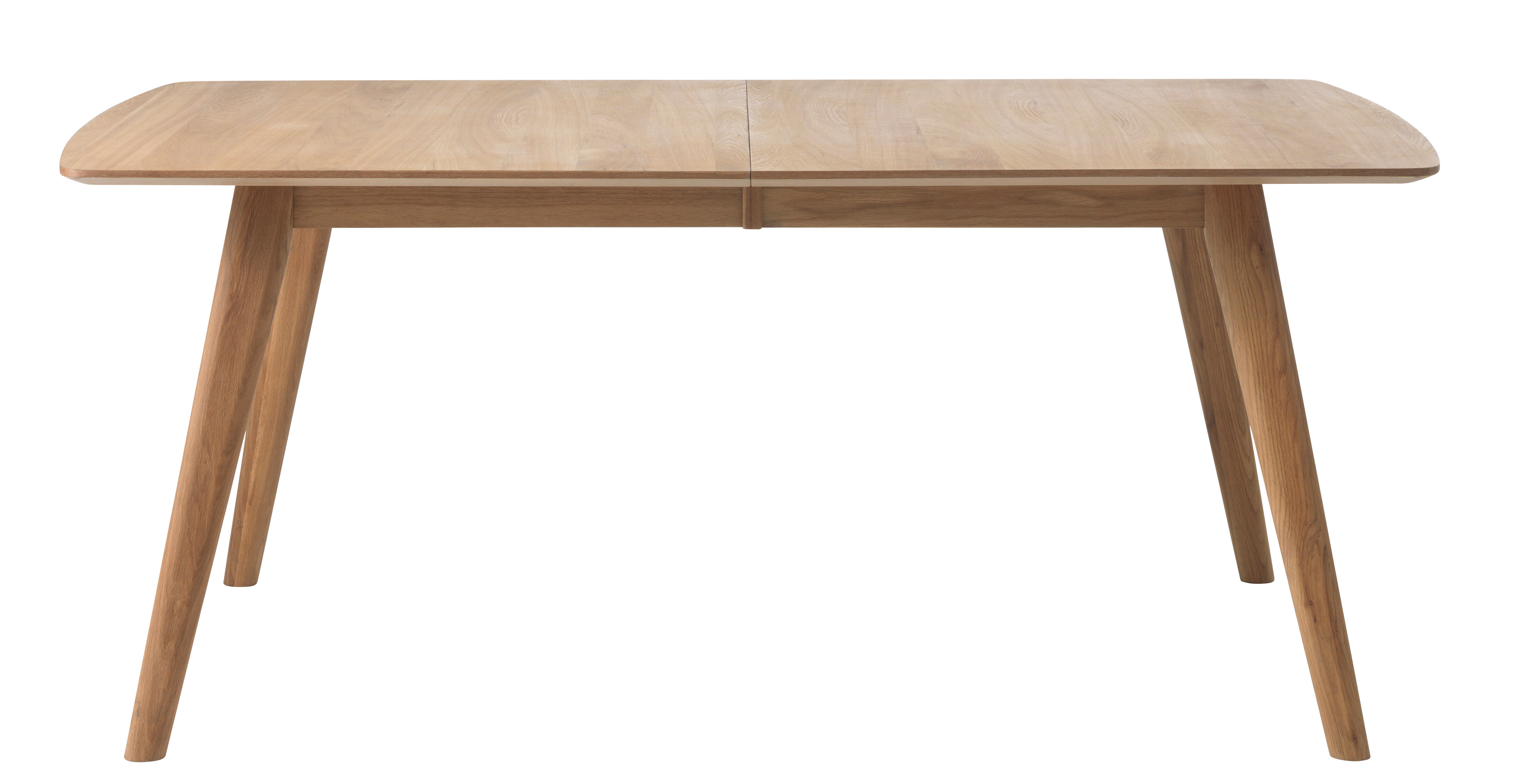Rhoda spisebord 90x150/195 cm inkl. 1 tilleggsplate i massiv og finert eik med lakk.