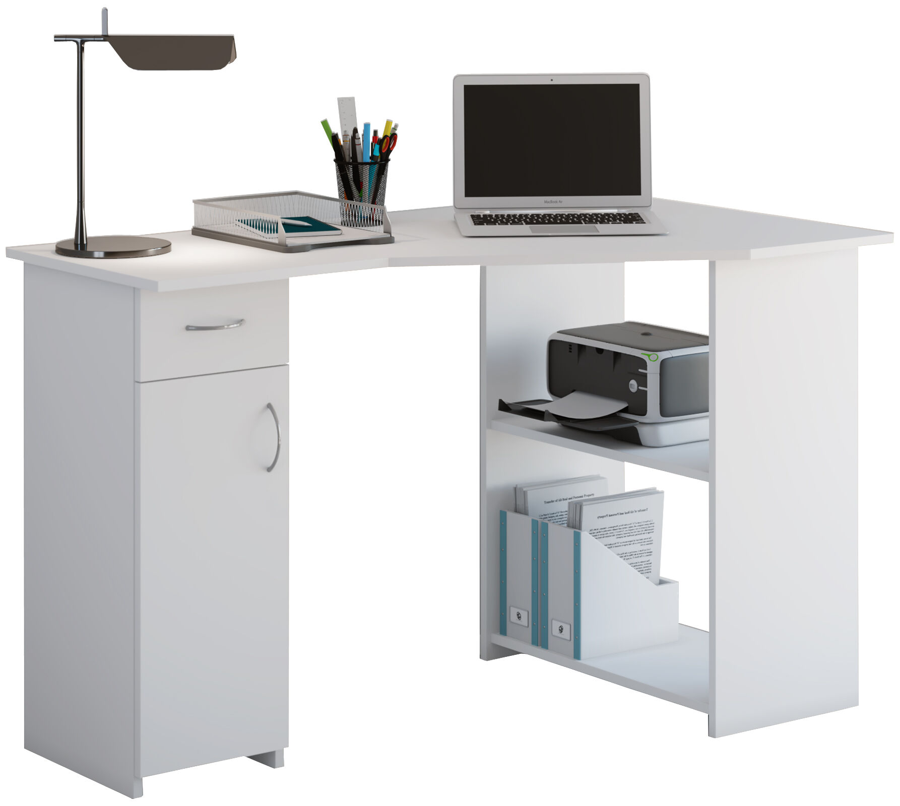 Linzia skrivebord 1 dør, 1 skuff og 2 rom hvit.