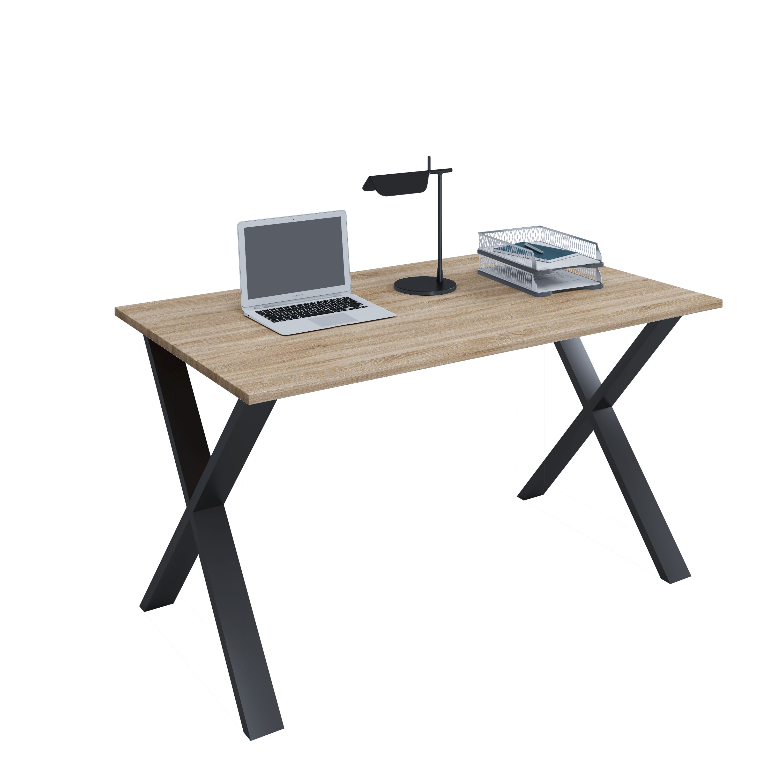 Lona skrivebord 110x80 cm X-ben Sonoma eik dekor, svart.