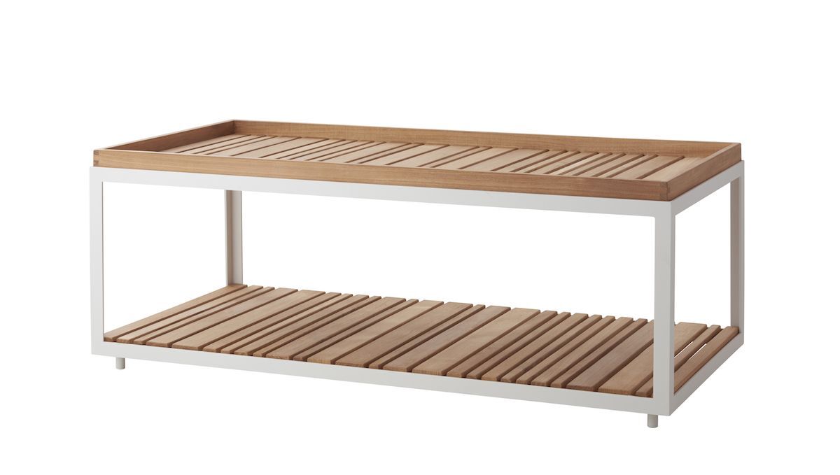 Cane-line - Level Sofabord Hvit, teak - 122x62   Unoliving