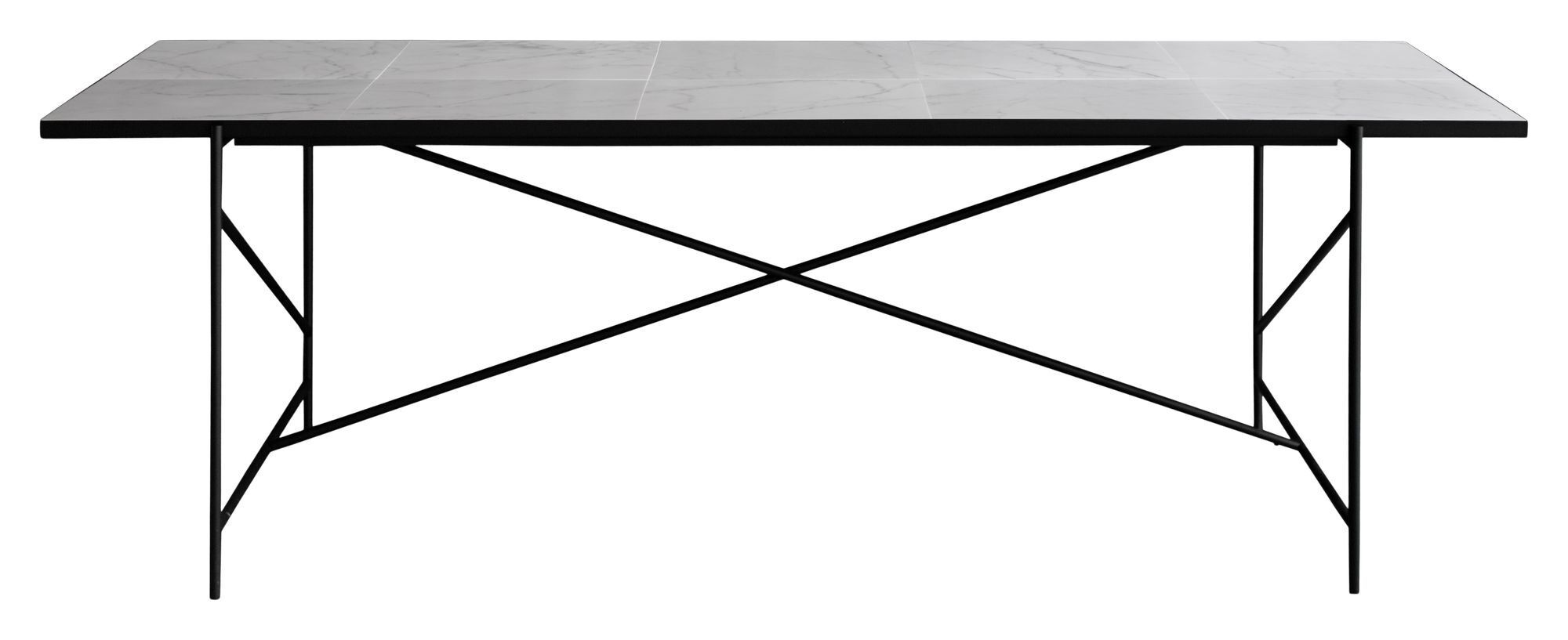 HANDVÄRK - Spisebord - Hvit Marmor m/svart ramme - 96x230   Unoliving