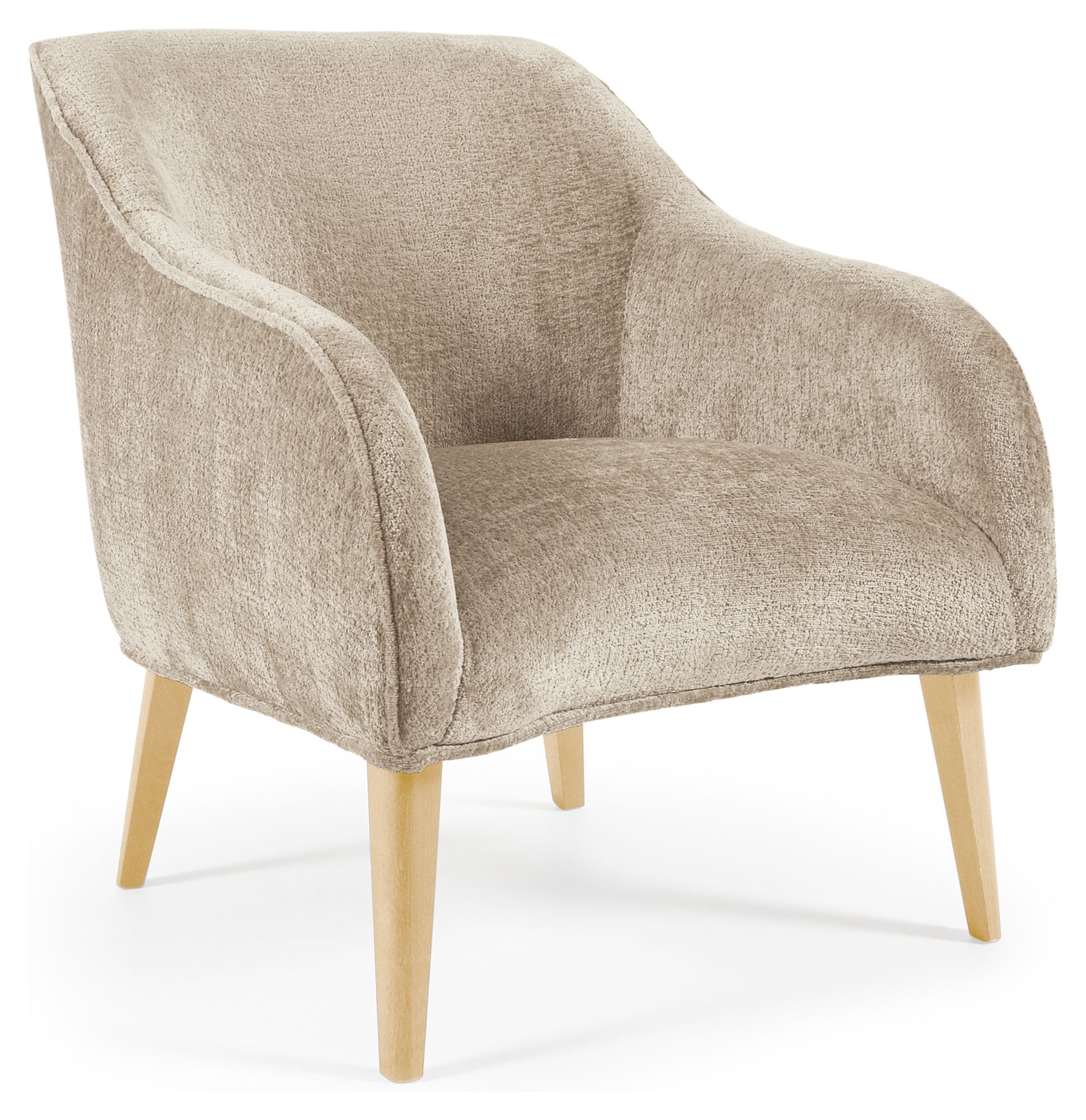 Kave Home Bobly Loungestol, Beige chenille/Trebein   Unoliving
