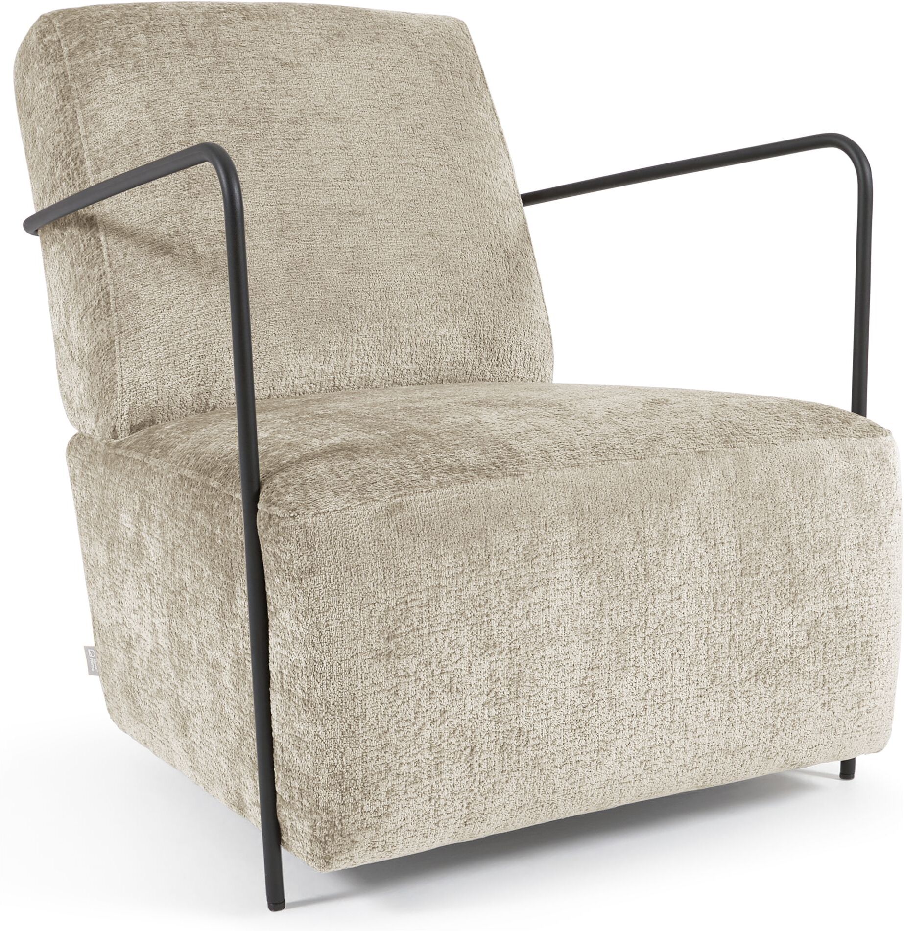 Kave Home Gamer Loungestol, Beige chenille/Sort Metall   Unoliving