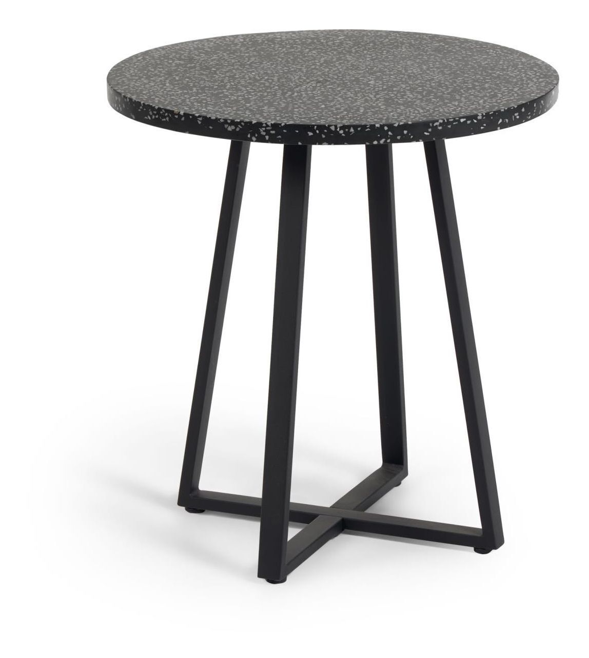 Kave Home LaForma Tella Hagebord - Sort Terrazzo, Ø75   Unoliving