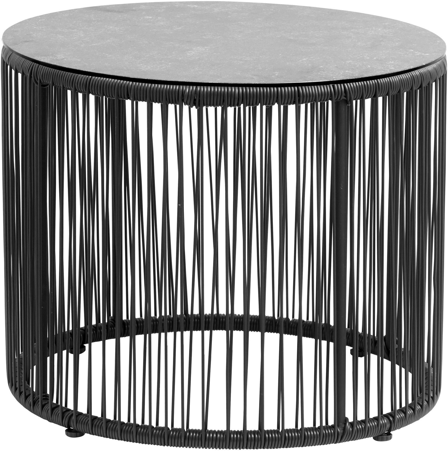 Nordal Gardy Sidebord - Sort PE Wicker, Ø55   Unoliving