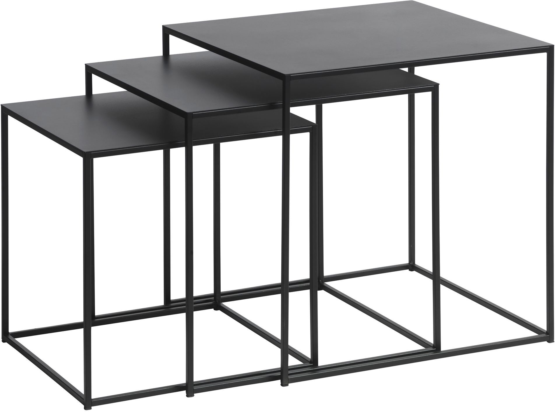 Unique Furnitures Pebble Innskuddsbord, 50x50/45x45/40x40, Sort metall   Unoliving